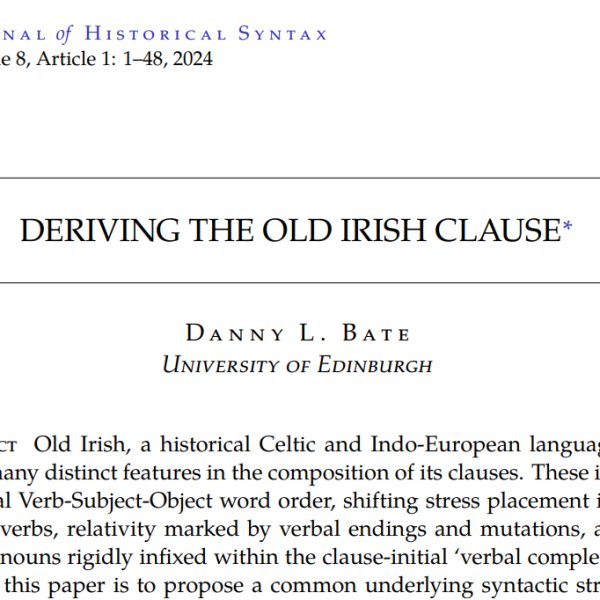New Article: Deriving the Old Irish Clause